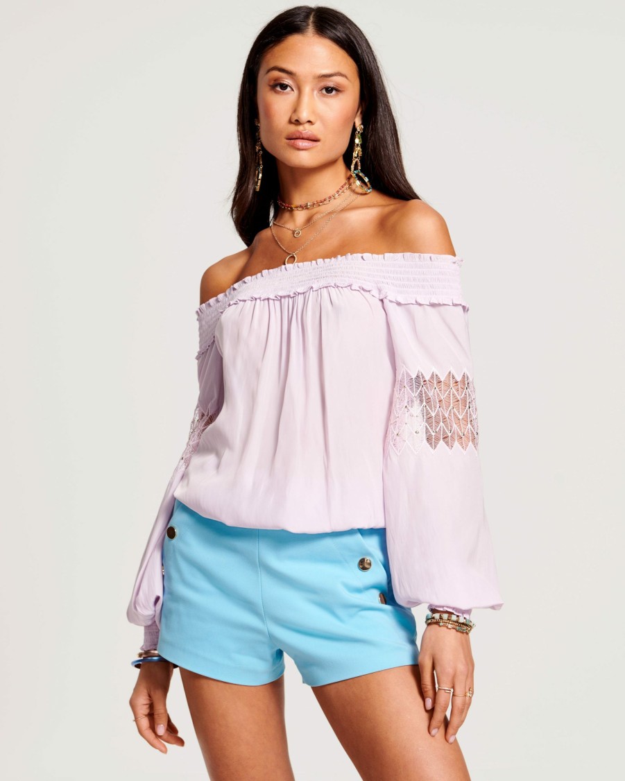 Clothing Ramy Brook | Ramy Brook Embellished Marla Off-The-Shoulder Top Pale Lavender