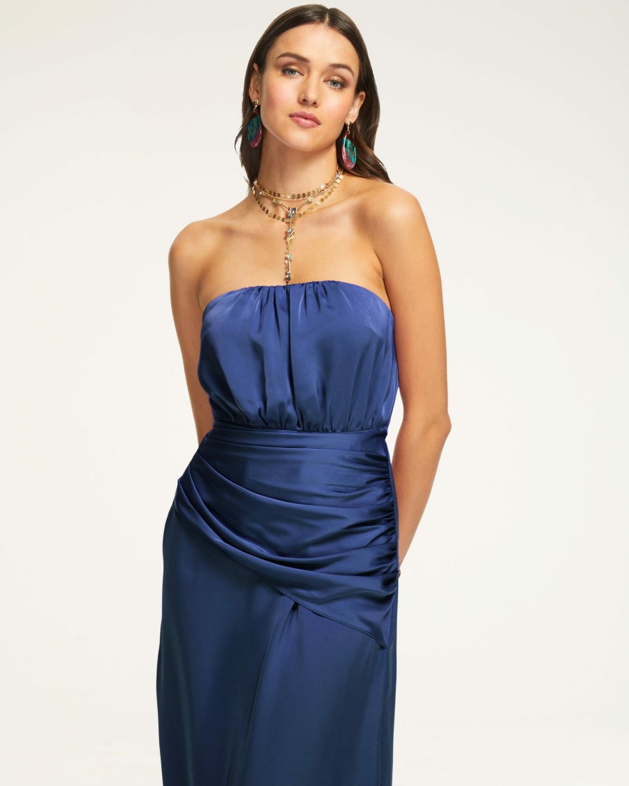 Clothing Ramy Brook | Ramy Brook Sale Aurora Strapless Midi Dress Spring Navy