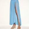 Swim Ramy Brook | Ramy Brook Playa Slit Maxi Skirt Swim Blue