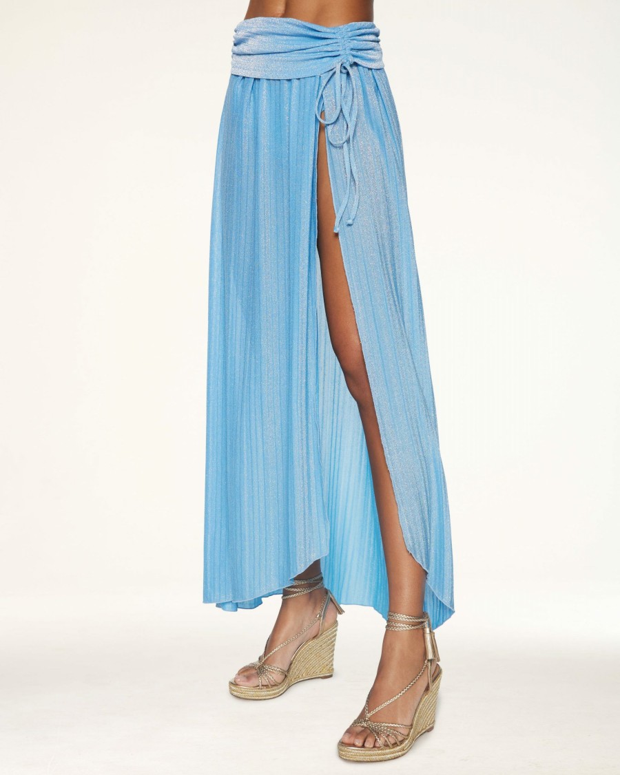 Swim Ramy Brook | Ramy Brook Playa Slit Maxi Skirt Swim Blue