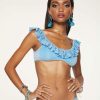 Swim Ramy Brook | Ramy Brook Milo Ruffle Bikini Top Blue