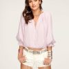 Clothing Ramy Brook | Ramy Brook Arielle Puff Sleeve Blouse Pale Lavender