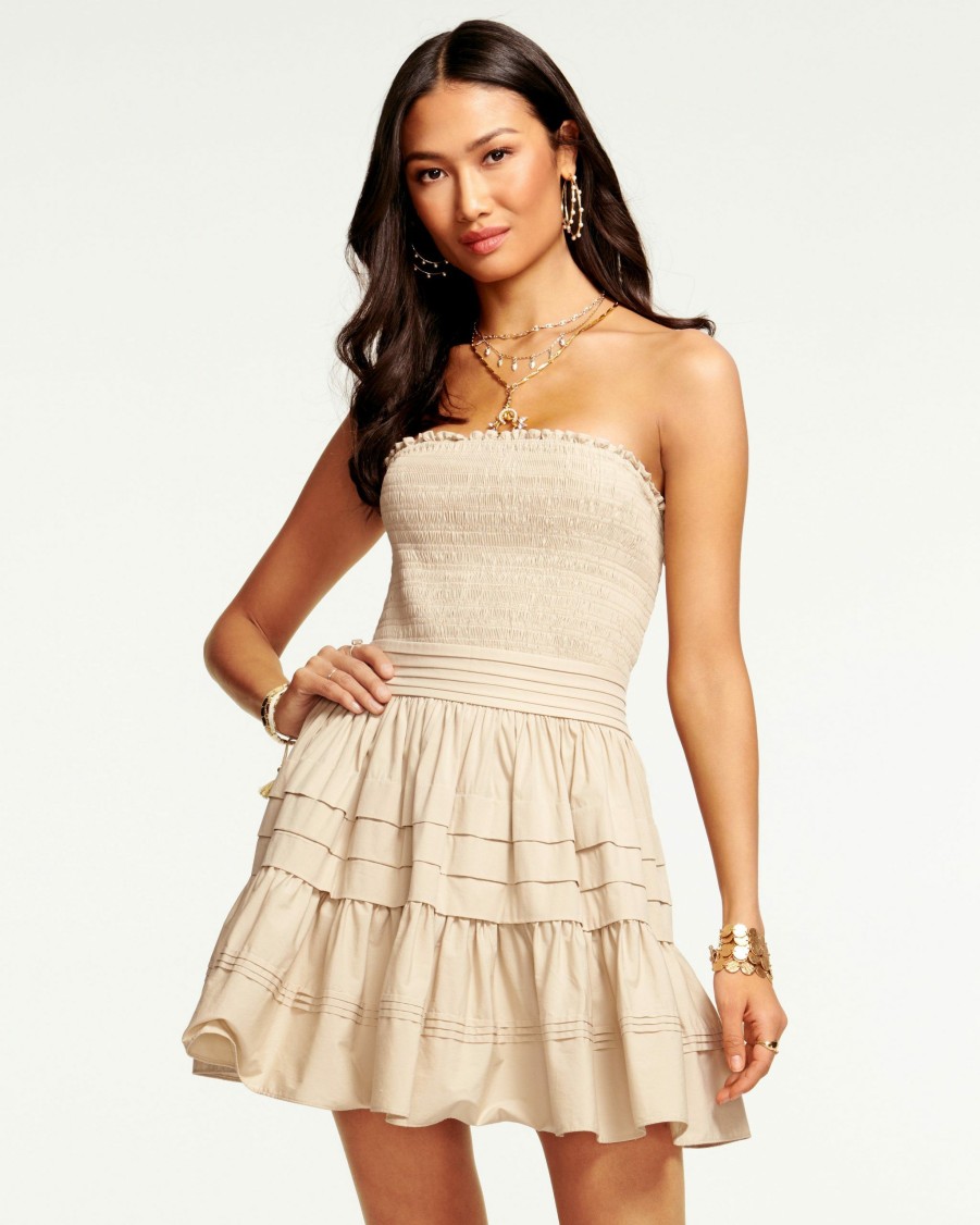 Dresses Ramy Brook | Ramy Brook All New Arrivals Oliver Strapless Tiered Mini Dress Sandstone