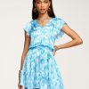 Dresses Ramy Brook | Ramy Brook Printed Maggie V-Neck Mini Dress Sky