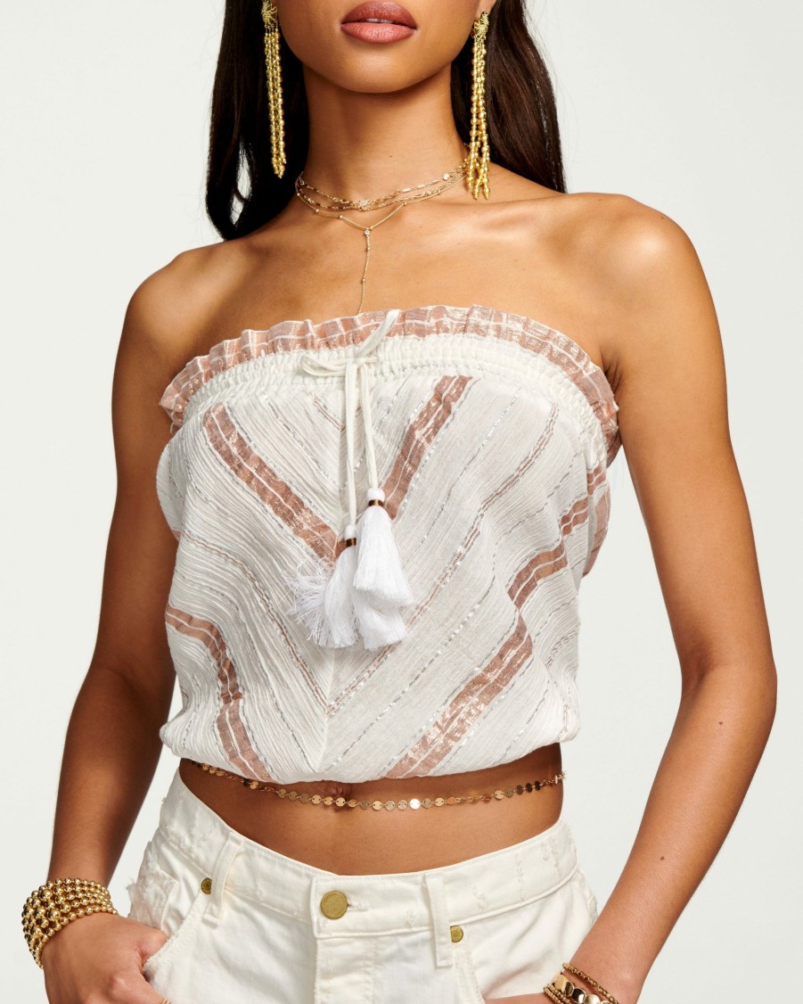 Swim Ramy Brook | Ramy Brook New Swim Olivia Strapless Crop Top White