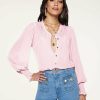 Clothing Ramy Brook | Ramy Brook Isla Puff Sleeve Blouse Sale Opal Pink