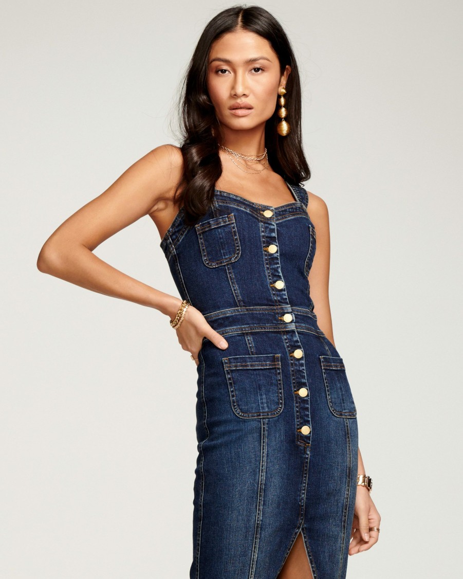 Dresses Ramy Brook | Ramy Brook All New Arrivals Monica Denim Midi Dress Medium Wash