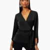 Clothing Ramy Brook | Ramy Brook Cassandra Wrap Blouse Black