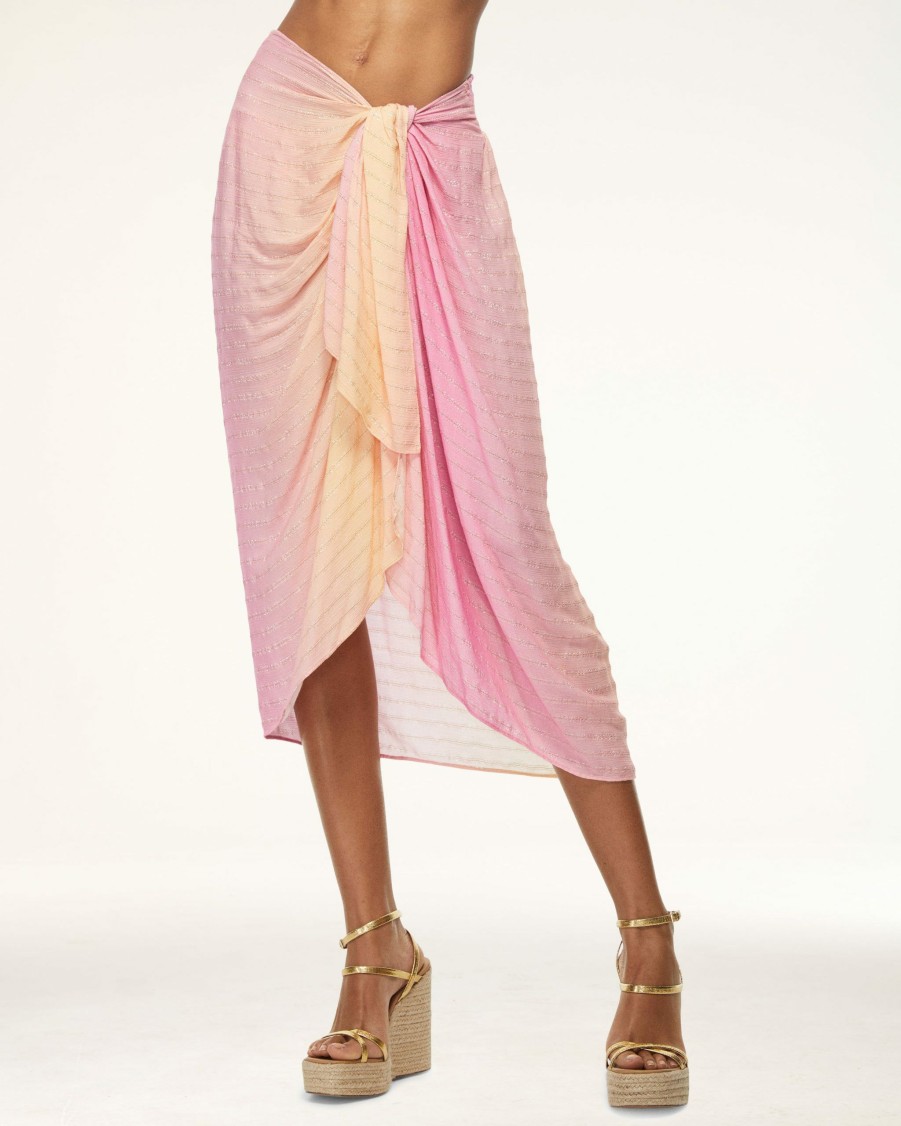 Swim Ramy Brook | Ramy Brook Shop All Ombre Silena Sarong Midi Skirt Pink