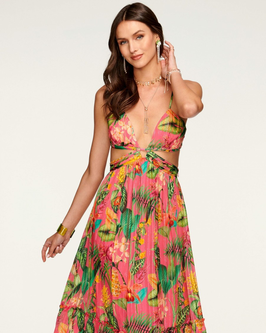 Dresses Ramy Brook | Ramy Brook Printed Tulum Cutout Maxi Dress Wild Pink