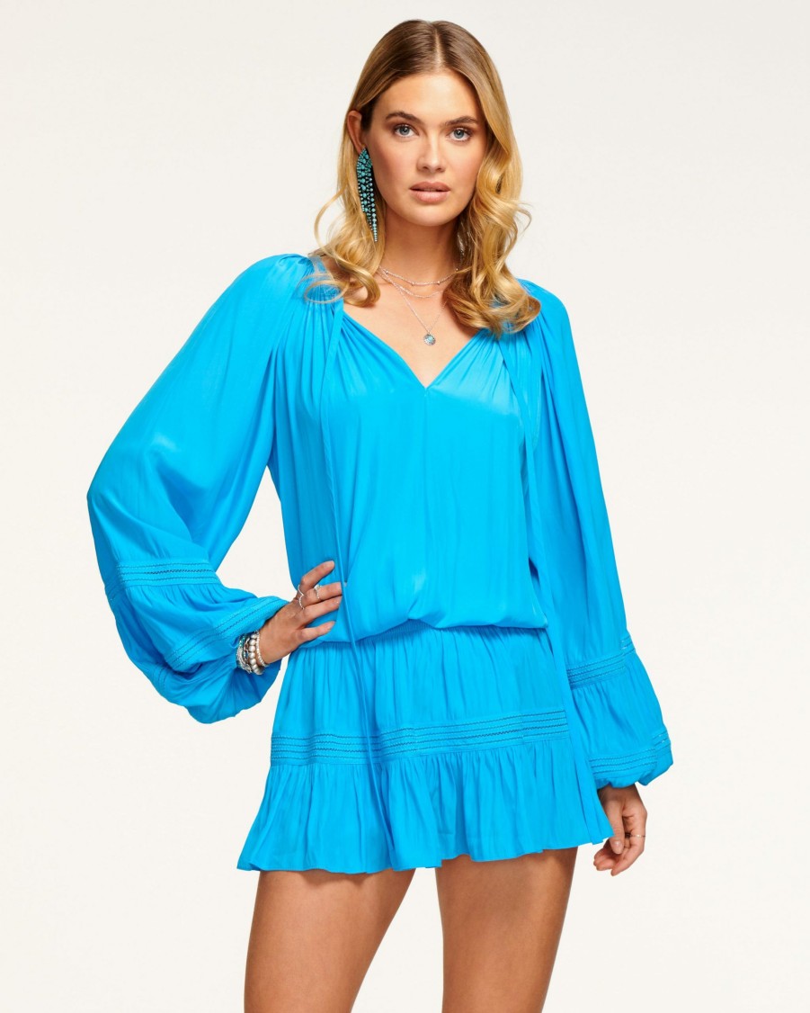 Dresses Ramy Brook | Ramy Brook All New Arrivals Kurt Tiered Mini Dress Lagoon