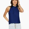 Clothing Ramy Brook | Ramy Brook Shop All Gabby High Neck Tank Top Spring Navy