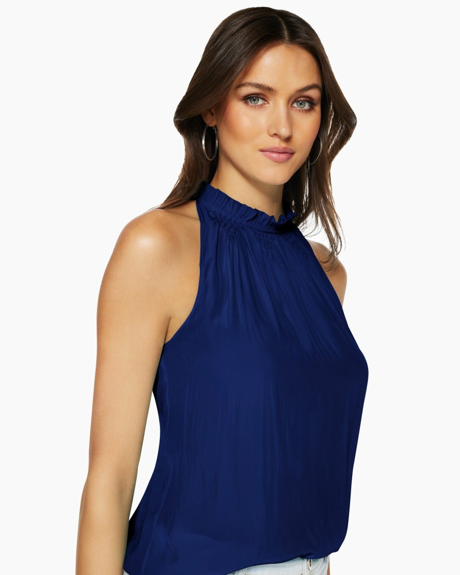 Clothing Ramy Brook | Ramy Brook Shop All Gabby High Neck Tank Top Spring Navy