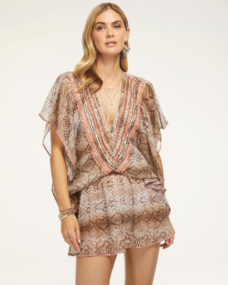 Swim Ramy Brook | Ramy Brook Swim Printed Tinos Coverup Mini Dress Python Print