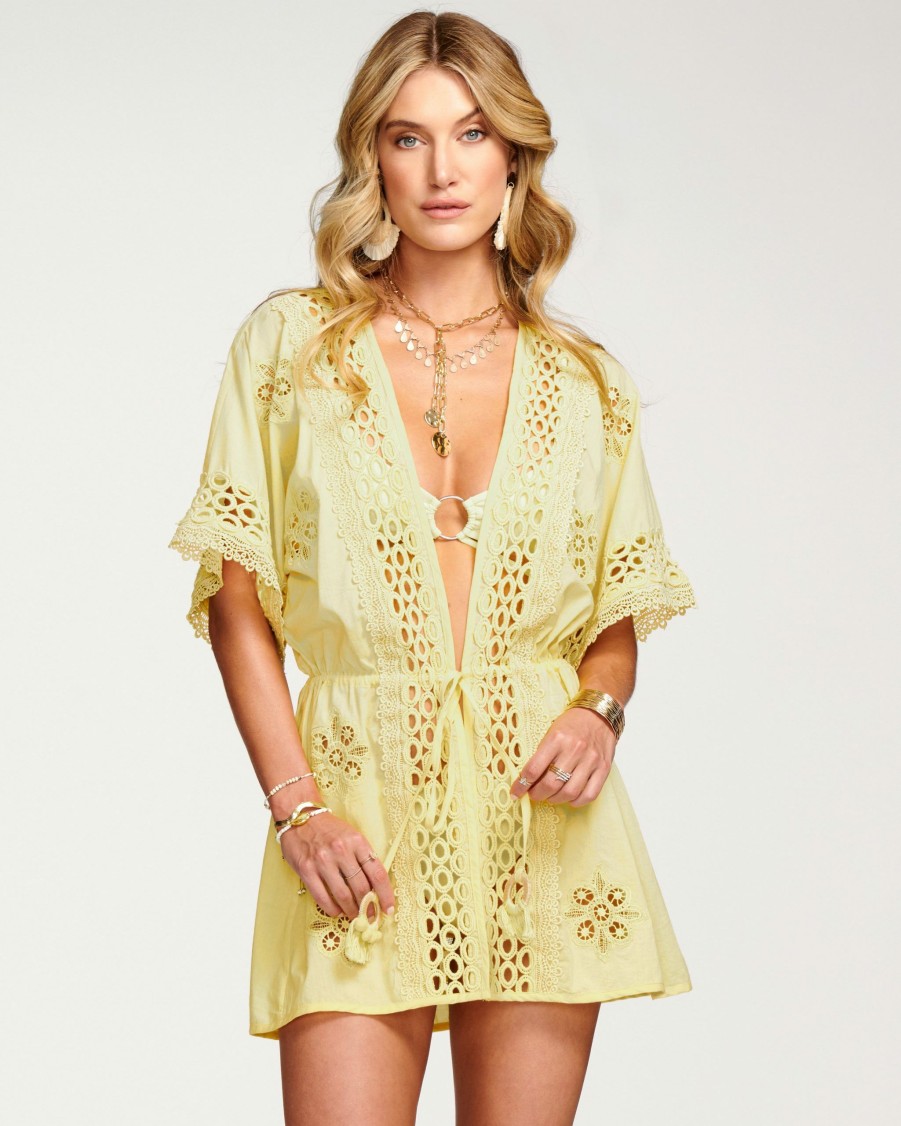 Swim Ramy Brook | Ramy Brook Delphine Crochet Coverup Mini Dress Pineapple