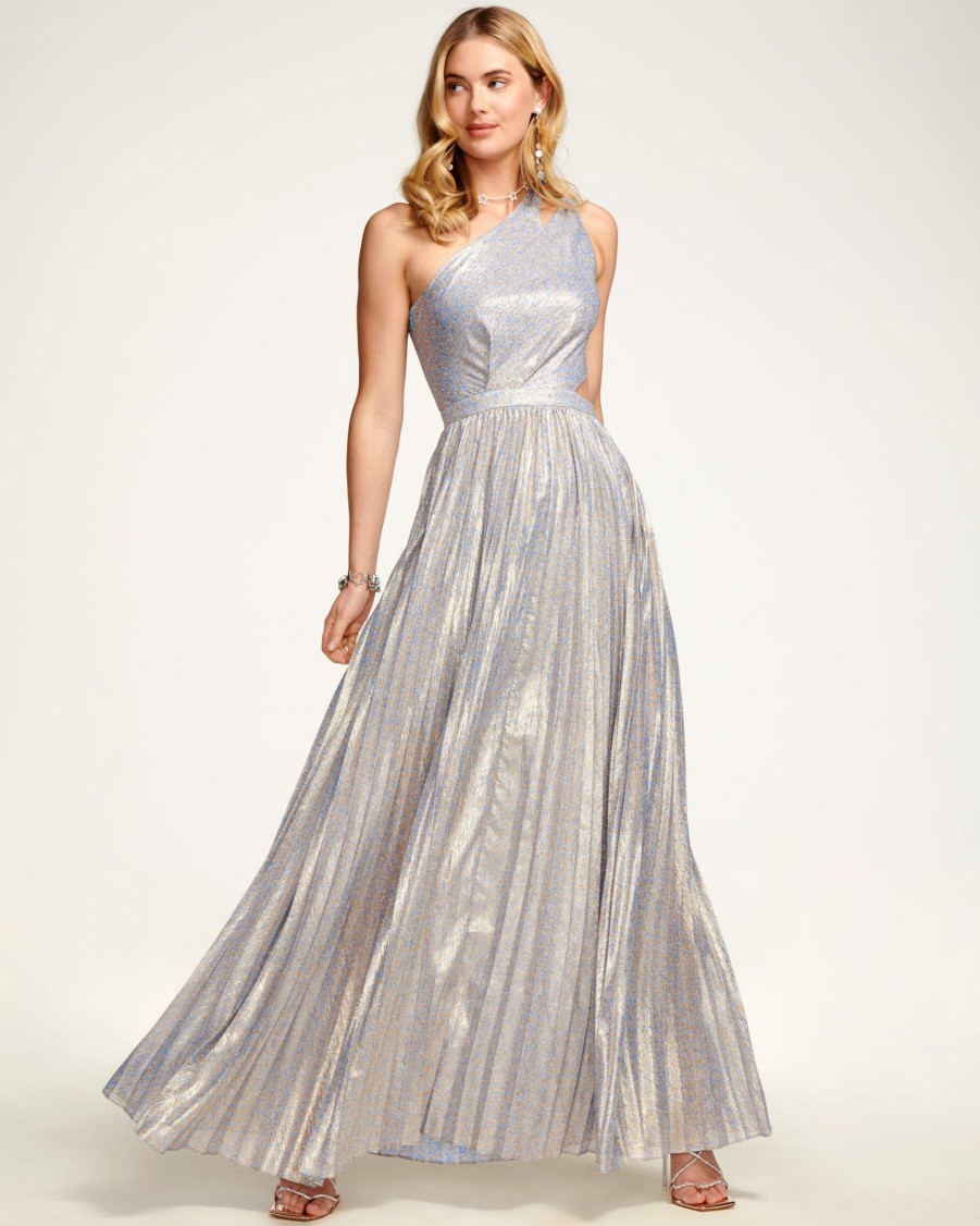 Dresses Ramy Brook | Ramy Brook All New Arrivals Roman One-Shoulder Maxi Dress Silver