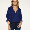 Clothing Ramy Brook | Ramy Brook Shop All Randi Puff Sleeve Top Navy