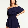 Dresses Ramy Brook | Ramy Brook All New Arrivals Orly Smocked Ruffle Mini Dress Spring Navy