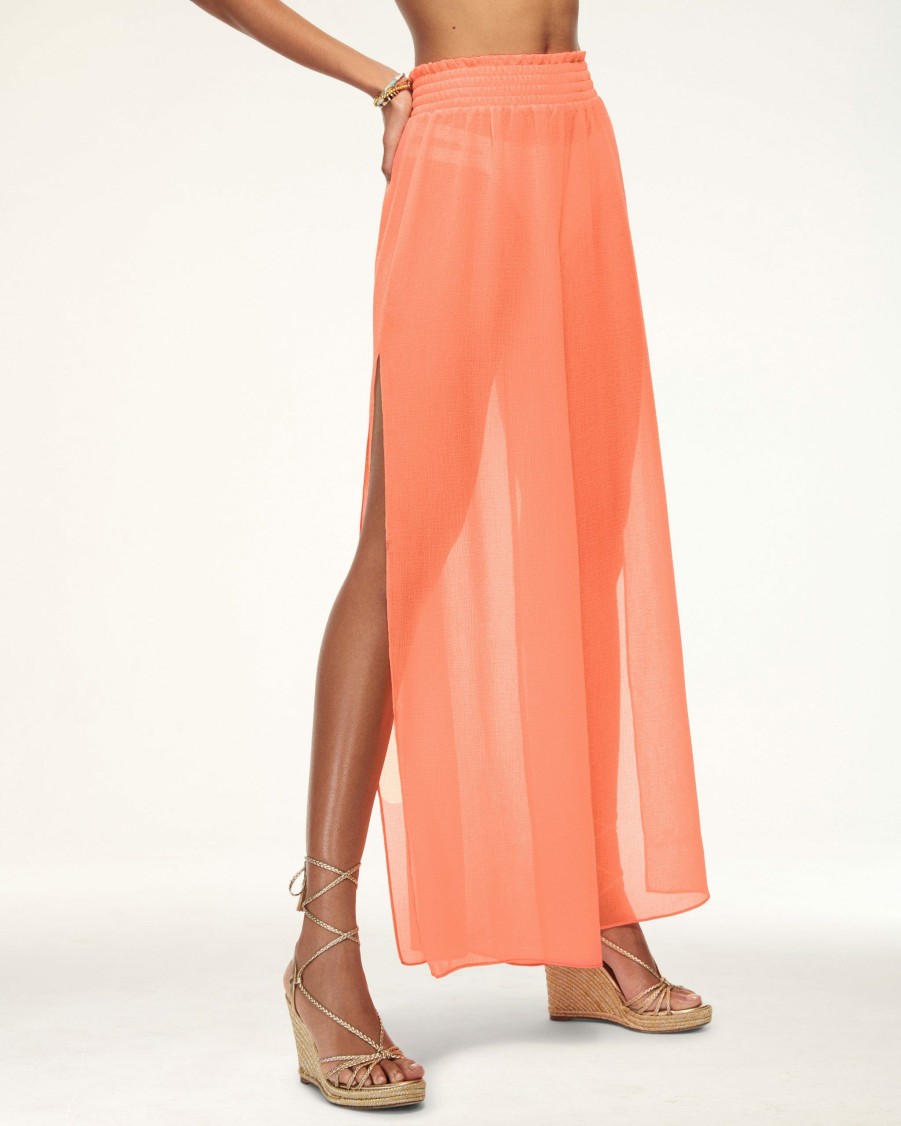 Swim Ramy Brook | Ramy Brook Textured Athena Palazzo Pant Shop All Electric Orange