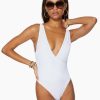 Swim Ramy Brook | Ramy Brook Soren V-Neck One Piece Swimsuit White