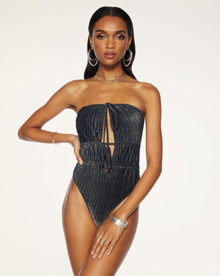 Swim Ramy Brook | Ramy Brook Shop All Knit Marta Plunge One Piece Swimsuit Black