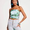 Clothing Ramy Brook | Ramy Brook Floral Printed Ollie Crop Top All New Arrivals Capri Green