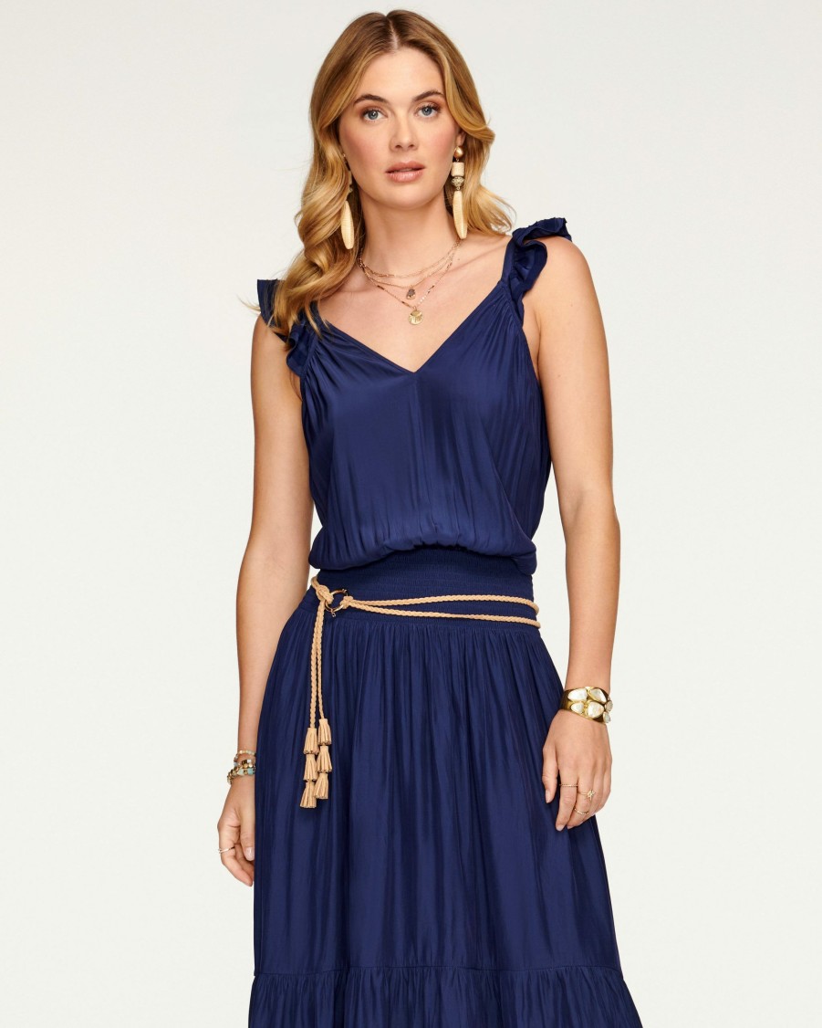 Dresses Ramy Brook | Ramy Brook Chloe Tiered Midi Dress All New Arrivals Spring Navy