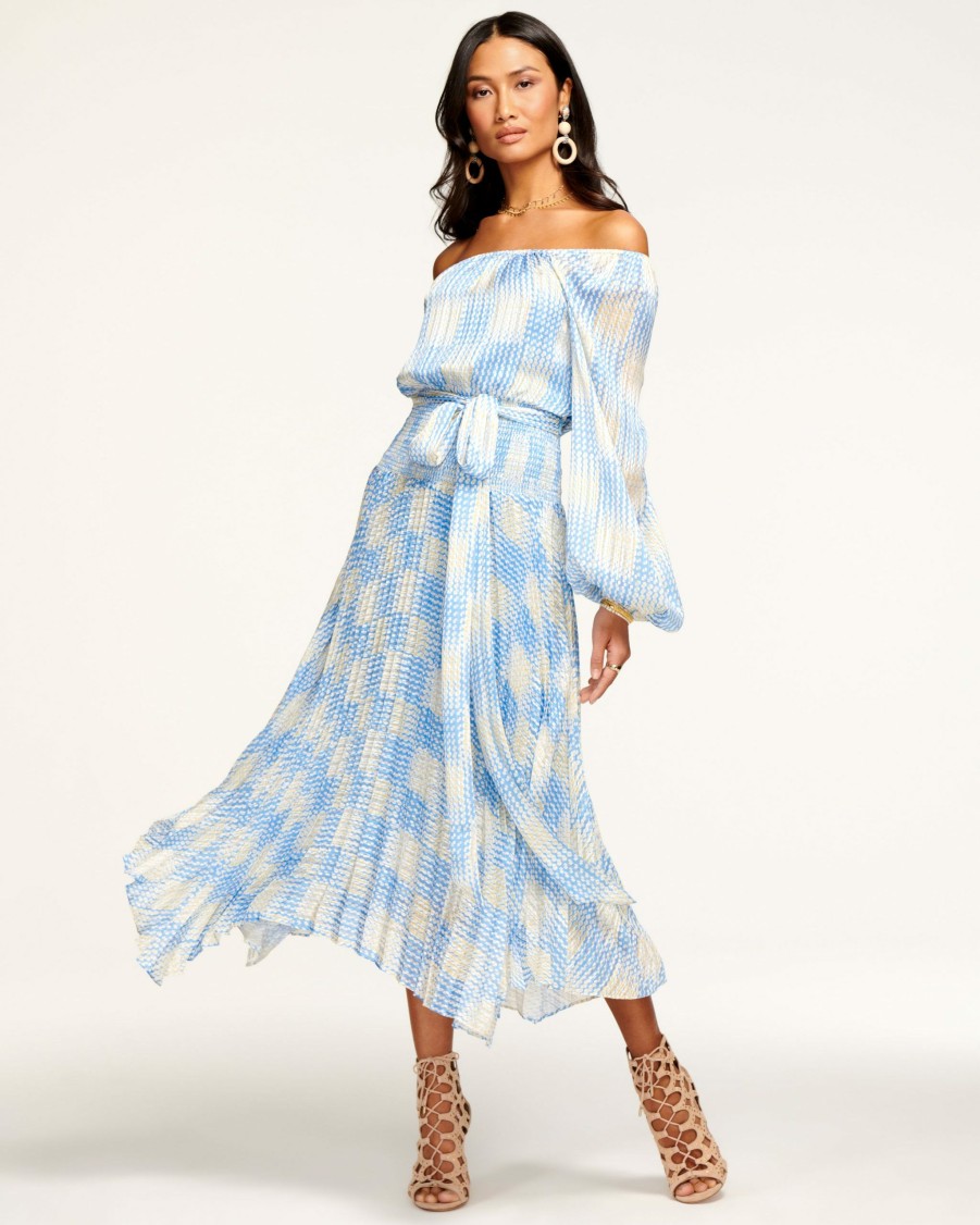 Clothing Ramy Brook | Ramy Brook Printed Aviette Off-The-Shoulder Maxi Dress Daffodil