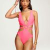 Swim Ramy Brook | Ramy Brook New Swim Lexi Cut Out One Piece Swimsuit Neon Pink