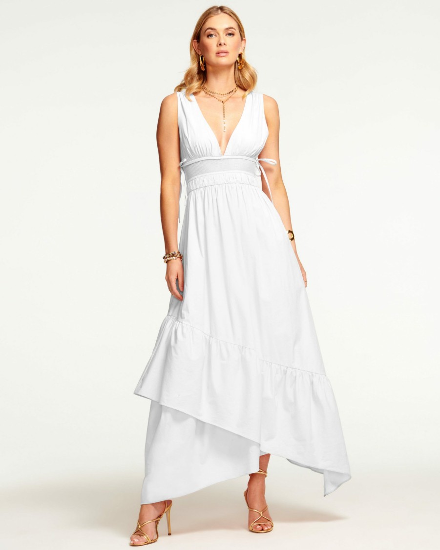 Dresses Ramy Brook | Ramy Brook All New Arrivals Vendala V-Neck Maxi Dress White