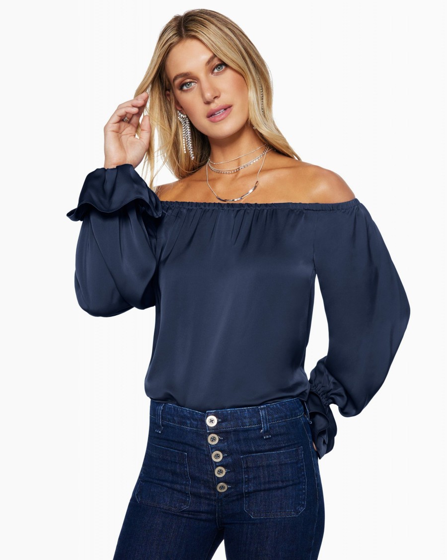 Clothing Ramy Brook | Ramy Brook Murphy Off-The-Shoulder Top Navy