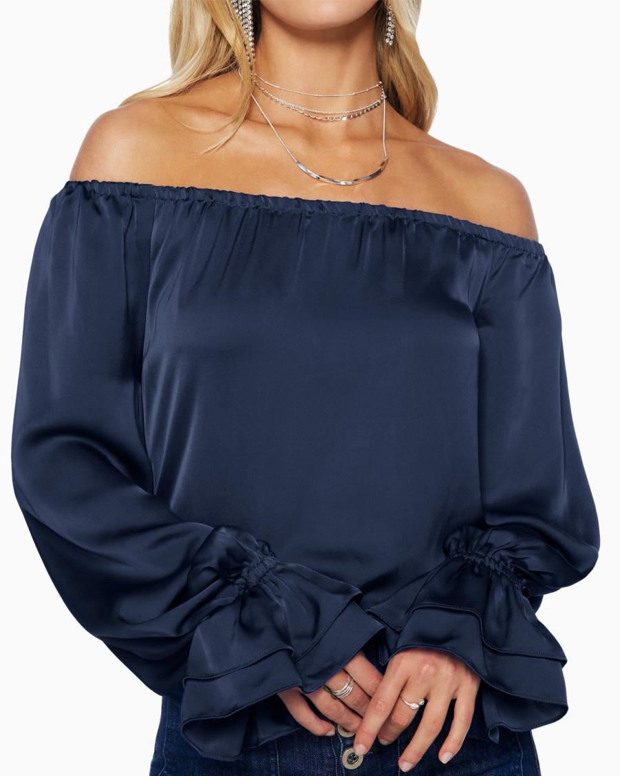 Clothing Ramy Brook | Ramy Brook Murphy Off-The-Shoulder Top Navy