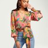 Clothing Ramy Brook | Ramy Brook All New Arrivals Printed Quentin Wrap Top Wild Pink