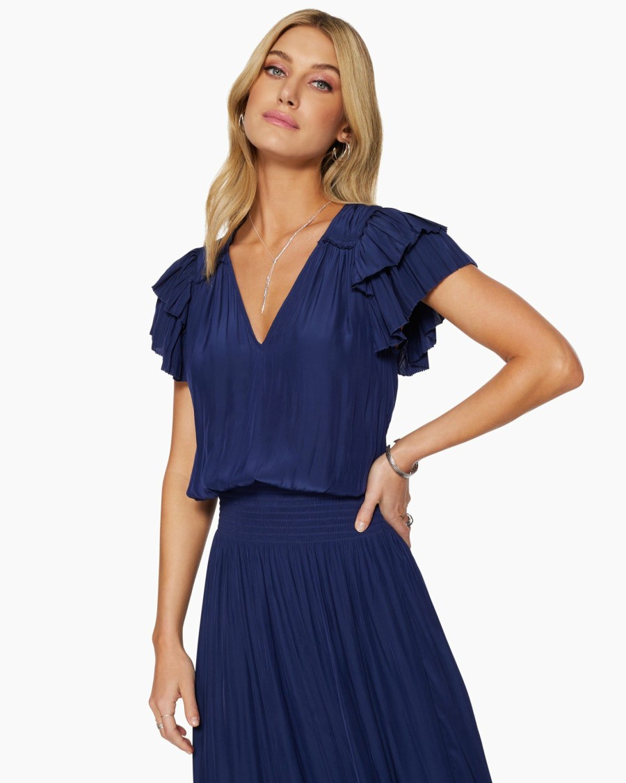 Dresses Ramy Brook | Ramy Brook Ali Short Sleeve Midi Dress Shop All Spring Navy