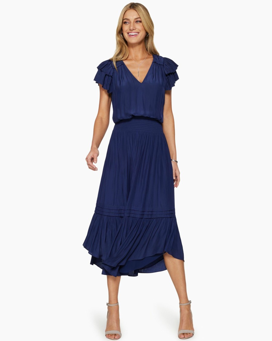 Dresses Ramy Brook | Ramy Brook Ali Short Sleeve Midi Dress Shop All Spring Navy