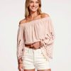 Clothing Ramy Brook | Ramy Brook Kory Off-The-Shoulder Crop Top Blush