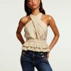 Clothing Ramy Brook | Ramy Brook All New Arrivals Grace Cutout Halter Tank Top Sandstone