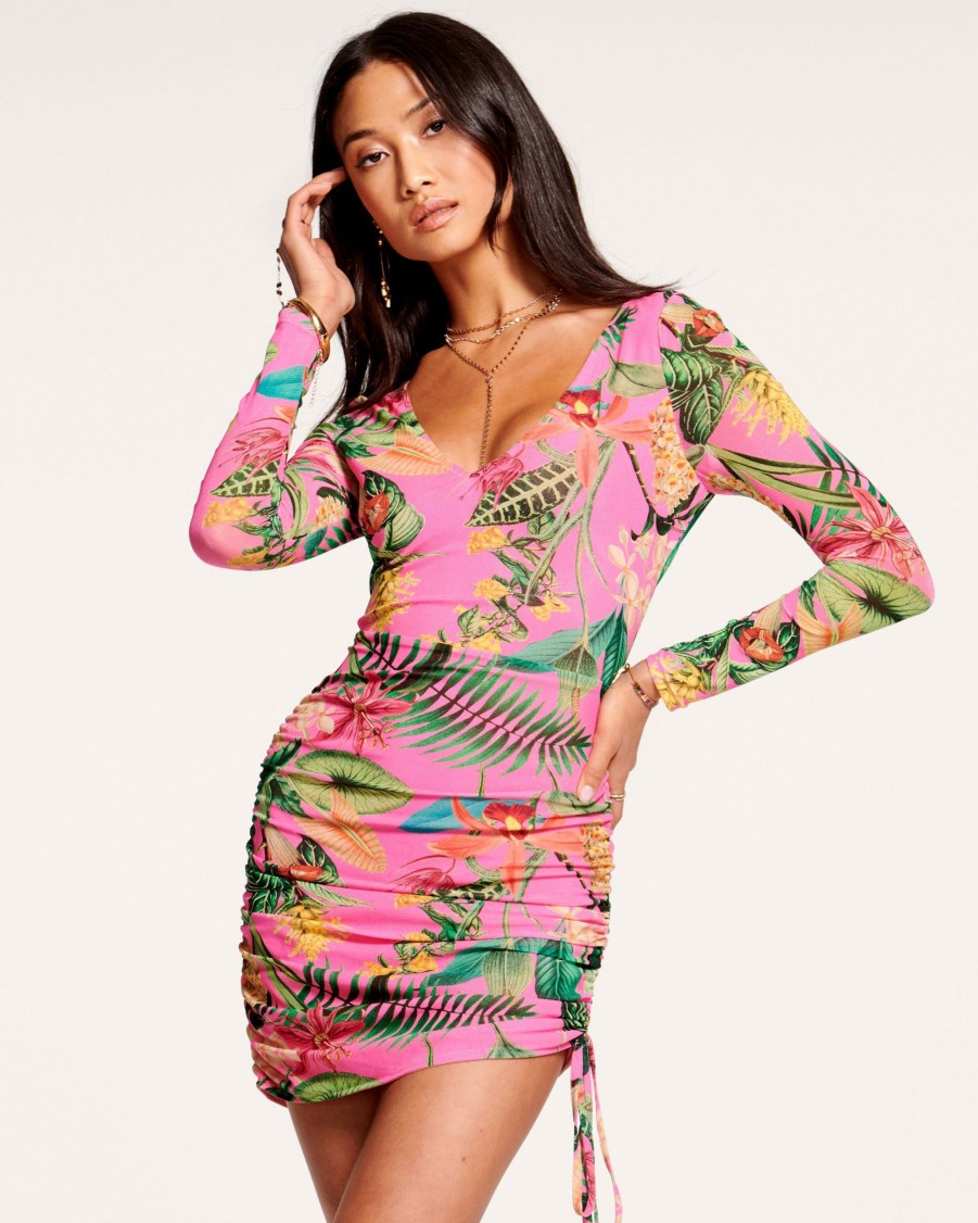 Dresses Ramy Brook | Ramy Brook Sarabeth Ruched Mini Dress Wild Pink