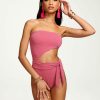 Swim Ramy Brook | Ramy Brook Knit Gigi Strapless One Piece Swimsuit New Swim Bright Pink