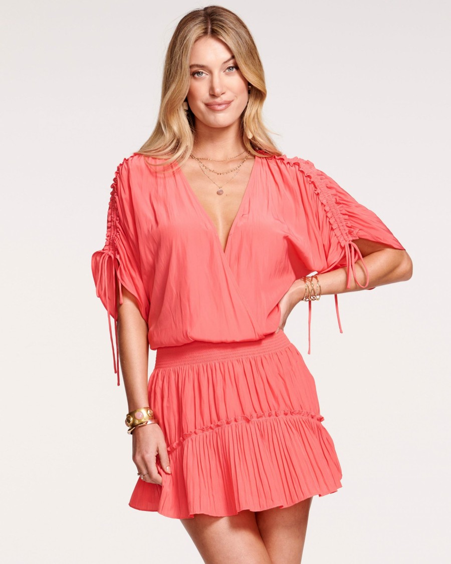 Clothing Ramy Brook | Ramy Brook Tilda Short Sleeve Mini Dress Sale Punch