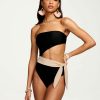 Swim Ramy Brook | Ramy Brook New Swim Colorblock Gigi Strapless One Piece Swimsuit Black