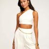 Dresses Ramy Brook | Ramy Brook Greta One Shoulder Crop Top Shop All Ivory