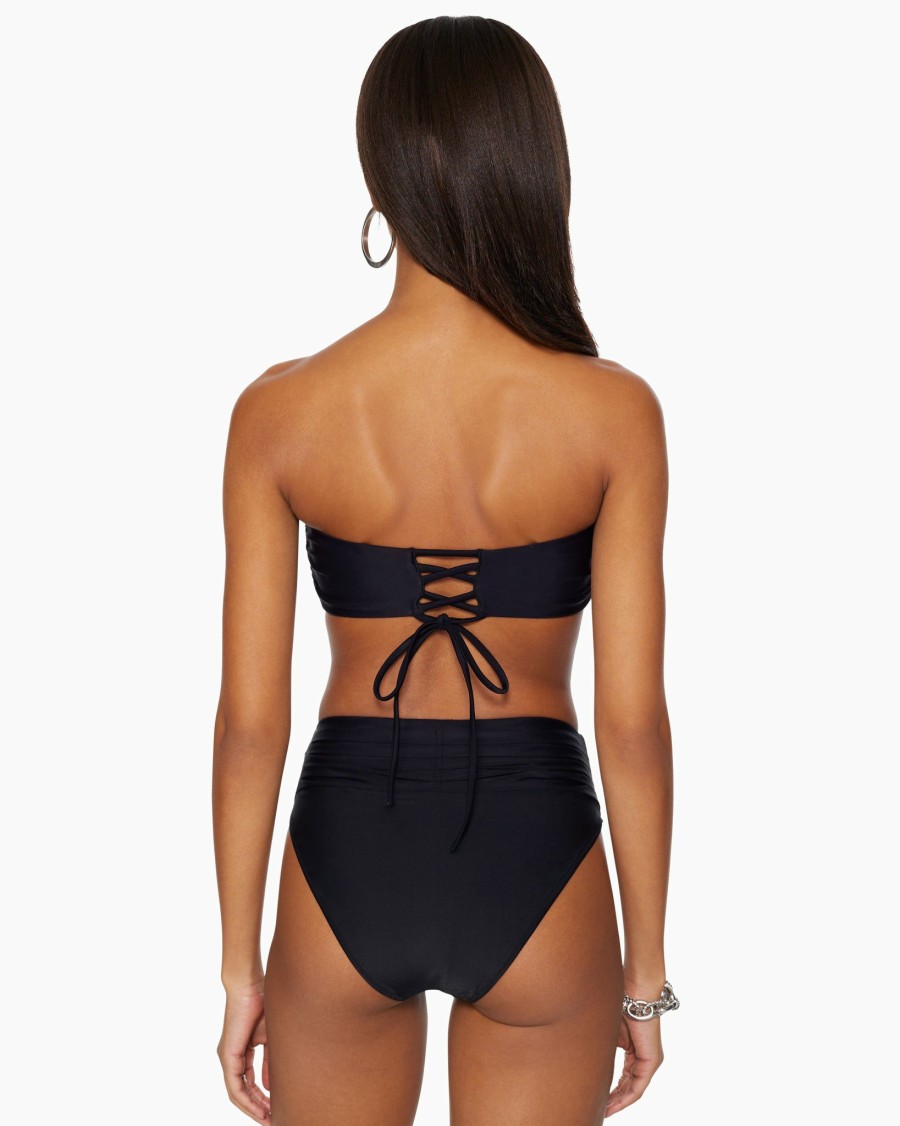 Swim Ramy Brook | Ramy Brook Ivo Ruched Bikini Bottom Black