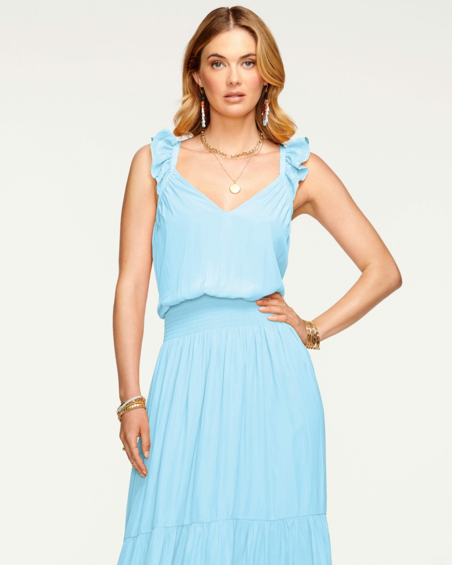 Dresses Ramy Brook | Ramy Brook Chloe Tiered Midi Dress Sky