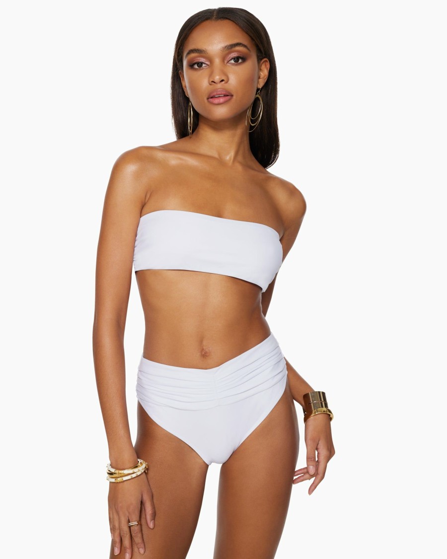 Swim Ramy Brook | Ramy Brook Shop All Ivo Ruched Bikini Bottom White