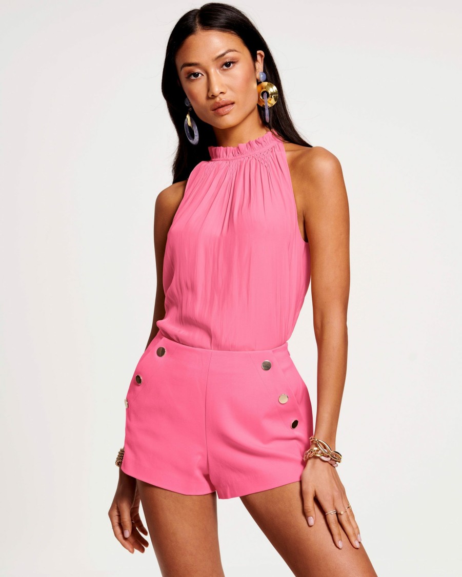 Clothing Ramy Brook | Ramy Brook Gabby High Neck Tank Top All New Arrivals Wild Pink